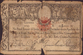 D-15 - Apólice portuguesa datada de 1799, no valor histórico de 10.000 réis (1)